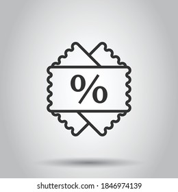 Price coupon icon in flat style. Discount tag sign vector illustration on white isolated background. Sale sticker business concept.