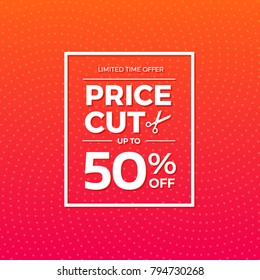 Price Cut 50% Off Label