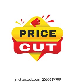 Price cut announcement banner Promotion symbol marketing poster on white background. Vector flat template isolated.