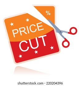 price cut, concept with red scissors