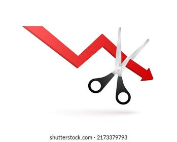 Price cut in flat style on white background. Vector illustration, cartoon character.