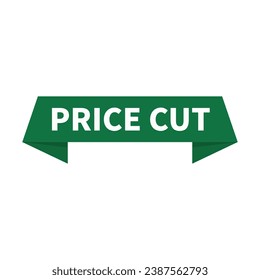 Price Cut In Green Ribbon Rectangle Shape For Advertising Business Marketing
