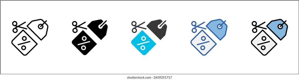 Ilustración multiestilo de paquete de iconos de corte de Precio