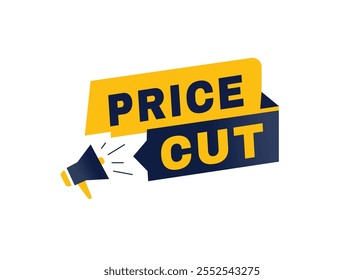 Precio cortado etiqueta o etiqueta, elemento de Anuncio de Vector. diseño moderno con megáfono.
