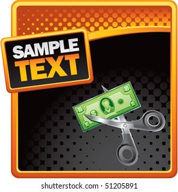 price cut orange and black halftone ad