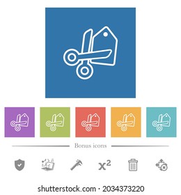 Price cut outline flat white icons in square backgrounds. 6 bonus icons included.