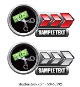 price cut red and white arrow nameplates