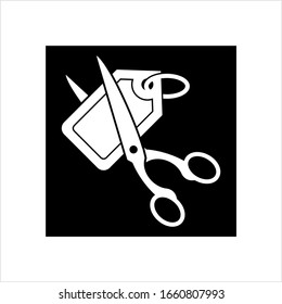 Price Cutting Icon, Cost Cutting, Minimize, Cost Reduction Vector Art Illustration