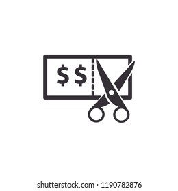 Price cutting icon, Price or cost reducing icon concept