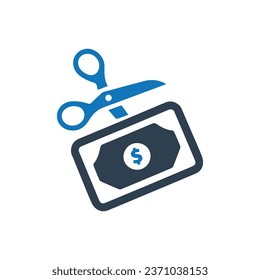 Price cutting icon on white background