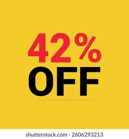 Price discount 42 percent promotion yellow tag