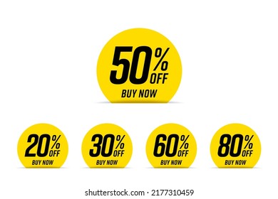 Price discount advertisement round sticker set