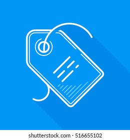 Price. A discount. Price lists. Vector, contour icon. Blue Background