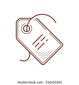 Price. A discount. Price lists. Vector, contour icon. Brown