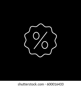 Price Discount Percent Label Line Icon On Black Background