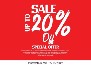 the price is Discount Tag 20 Percent Off Brush Typography Text Red Background of an advertising campaign