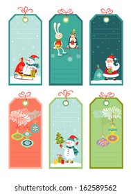 Price and discount tags with christmas elements, vector illustration.