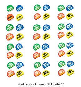 Price Discounted labels, multicolored stickers collection.