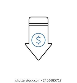 price down concept line icon. Simple element illustration. price down concept outline symbol design.