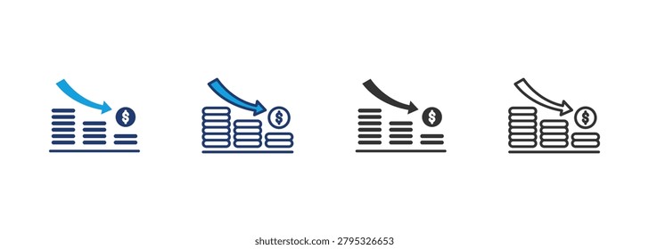 Price Down Icon Set Multiple Style Collection