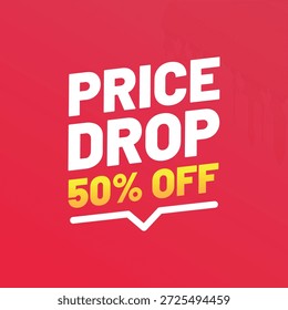 Price Drop 50% Off Red Sale Banner