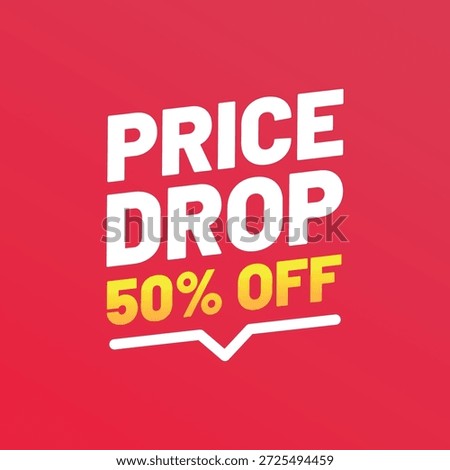 Price Drop 50% Off Red Sale Banner
