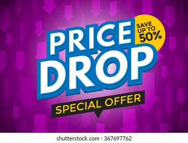 Price drop banner design, vector illustration