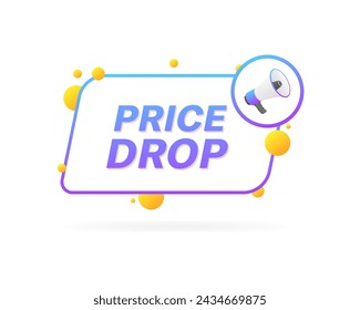 Price drop banner icon. Flat style. Vector icon