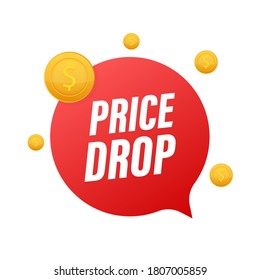 Price drop banner template design. Sale special offer. Vector stock illustration.