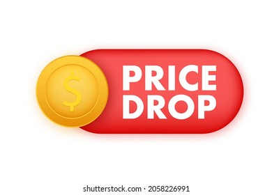 Price Drop Banner Template Design. Sale Special Offer. Vector Stock Illustration