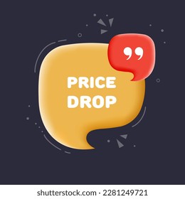 Price drop. Flat, orange, price drop banner. Vector illustration.