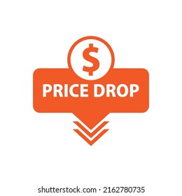 Price drop in flat style. Sale banner vector illustration on isolated background. Loss market sign business concept.