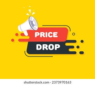 Price drop icon. Pop art style. Speech sign. Price drop sign. Icon for Business and Advertising. Vector icon