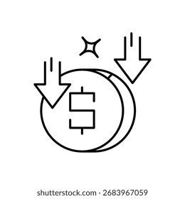 Price drop icon with white background vector stock illustration