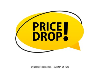 Price drop. Origami style speech bubble banner. Sticker design template with Price drop text. Isolated on white background. Vector illustration