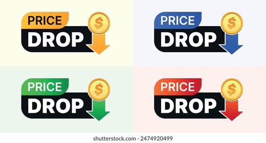 price drop set sale colorful logo