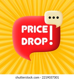 Price drop. Speech bubble with Price drop text. Business concept. 3d illustration. Spiral background. Vector line icon for Business and Advertising