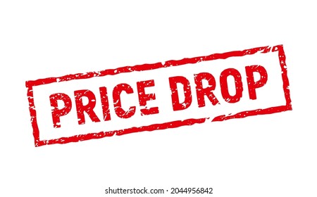 Icono de etiqueta de marca de caída de precio. Sello de goma de caída de precio especial vectorial de venta