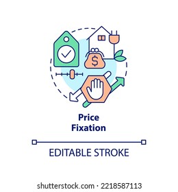 Price fixation concept icon. Carbon free economy. Advantage of hydrogen energy abstract idea thin line illustration. Isolated outline drawing. Editable stroke. Arial, Myriad Pro-Bold fonts used