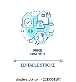 Price fixation turquoise concept icon. Carbon free economy. Advantage of h2 abstract idea thin line illustration. Isolated outline drawing. Editable stroke. Roboto-Medium, Myriad Pro-Bold fonts used