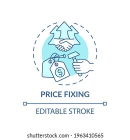 Price Fixing Concept Icon. Anti-competitive Practices Idea Thin Line Illustration. Conspiracy Between Seller And Buyer. Controlling Supply. Vector Isolated Outline RGB Color Drawing. Editable Stroke