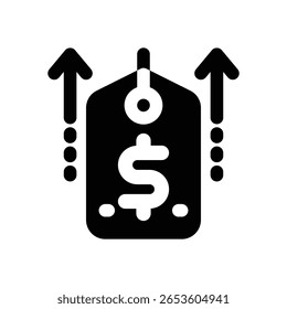 Precio de icono de glifo. Icono de Vector fuerte y sólido para Sitios web, interfaces móviles, presentaciones y marca visual. Alta calidad y fácil de editar.
