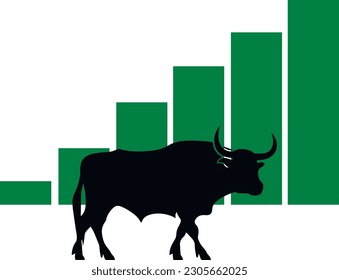Price growth, bull market, Business diagram, silhouette, Business concept Vector illustration, SVG	