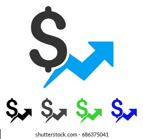 Price Growth flat vector illustration. Colored price growth gray, black, blue, green icon versions. Flat icon style for web design.
