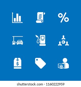price icon. 9 price set with graph, petrol, discount and tag vector icons for web and mobile app