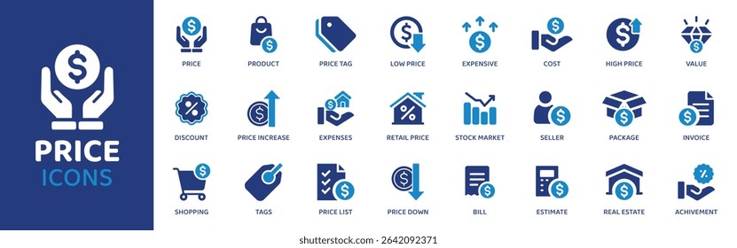 Price - Icon Collection. Thin Line Set contains such Icons as Price, Cost, Value, Fee, Rate, Deal, Sale and more. Simple web icons set.