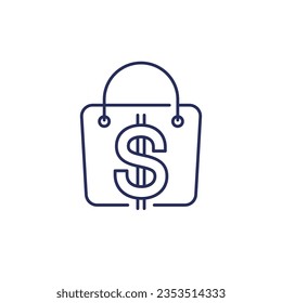 Price icon, cost of goods sold line vector
