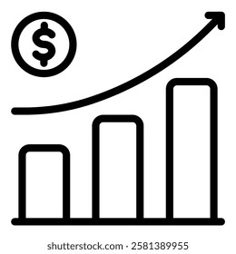 Price Up icon illustration in line style. Perfect for website mobile app presentation. Suitable for any user interface and user experience