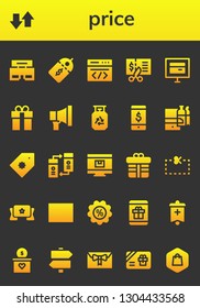 price icon set. 26 filled price icons.  Simple modern icons about  - Shop, Transfer, Price label, Coding, Voucher, Online store, Gift, Promotion, Gas, Online shop, Shopping online