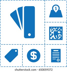Price icon. set of 6 price filled icons such as tag, lot price, bill of house, dollar coin